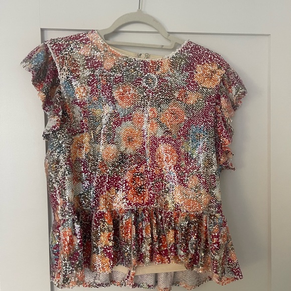 Aqua sequin shirt - Picture 2 of 6